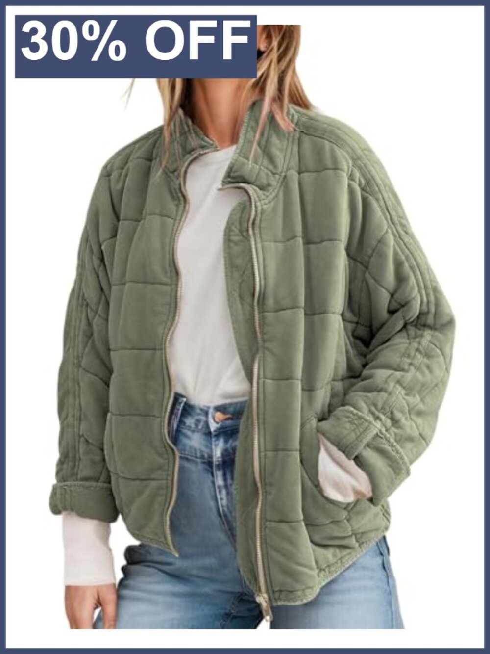 Womens Quilted Suede Dolman Long Sleeve Full-Zip Jacket Coat Warm Outerwear